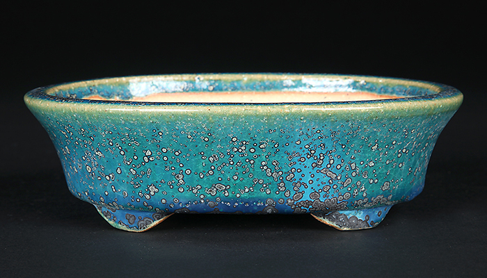 鴻陽織部釉反縁楕円鉢 | 盆栽、盆栽書籍、盆栽鉢の通販│近代出版