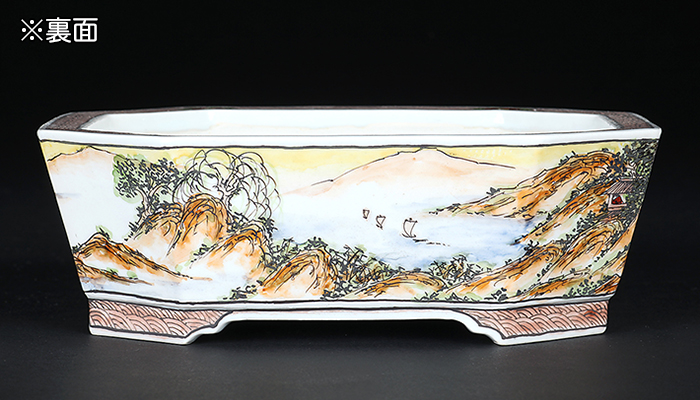 月之輪正泉五彩騎馬山水図隅切長方鉢 | 盆栽、盆栽書籍、盆栽鉢の通販