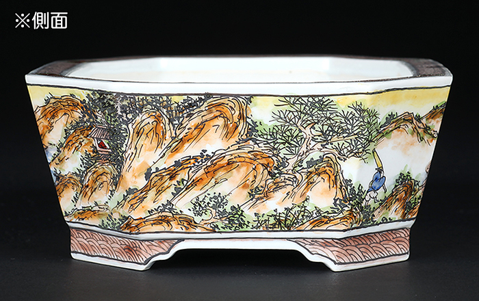 月之輪正泉五彩騎馬山水図隅切長方鉢 | 盆栽、盆栽書籍、盆栽鉢の通販