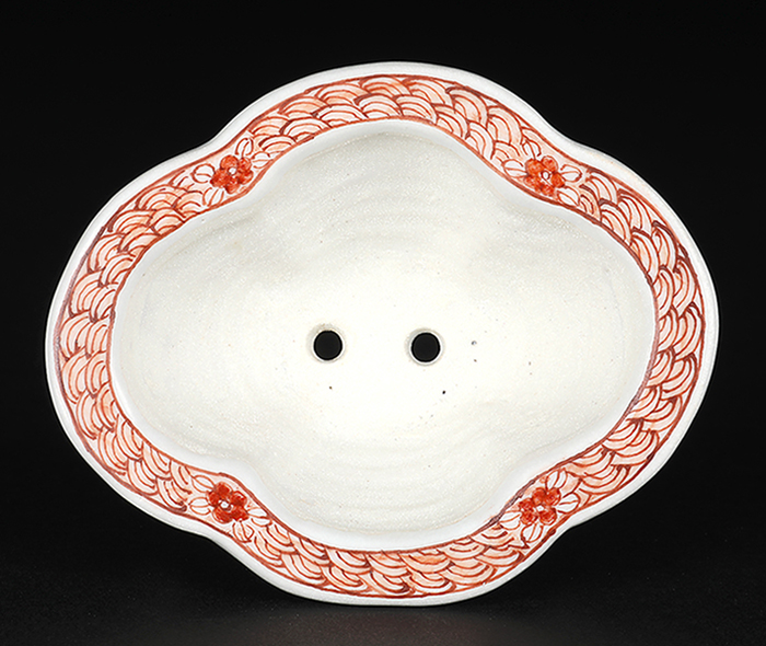 月之輪正泉赤絵舟訪友図木瓜式鉢 | 盆栽、盆栽書籍、盆栽鉢の通販