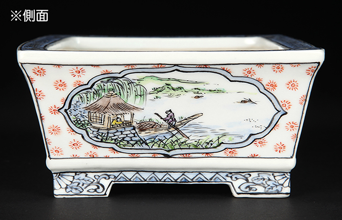 月之輪正泉五彩舟山水図長方鉢 | 盆栽、盆栽書籍、盆栽鉢の通販│近代出版