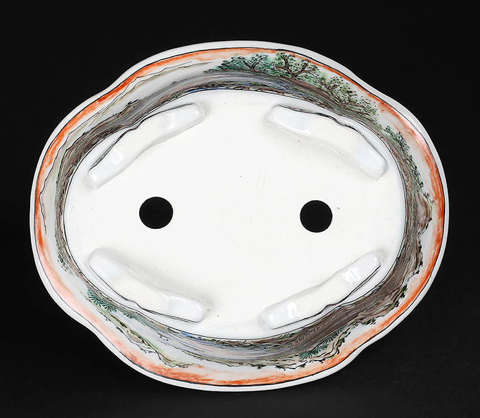 月之輪正泉五彩訪友図木瓜式鉢 | 盆栽、盆栽書籍、盆栽鉢の通販│近代出版