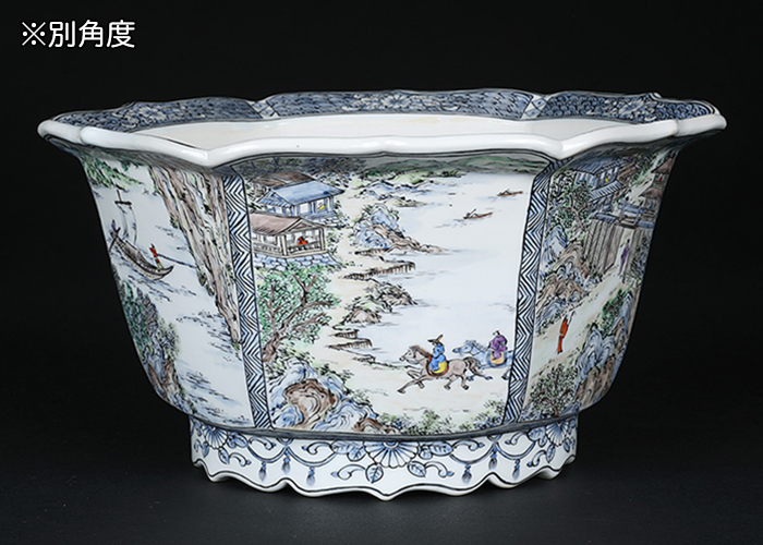 月之輪正泉五彩山水図輪花縁六角鉢 | 盆栽、盆栽書籍、盆栽鉢の通販