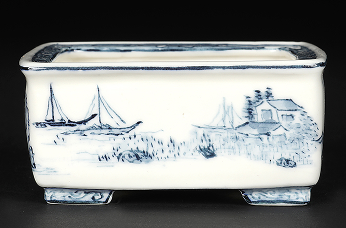 尾張裕峯染付長方鉢 | 盆栽、盆栽書籍、盆栽鉢の通販│近代出版