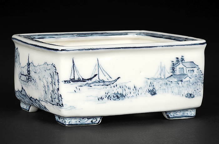 尾張裕峯染付長方鉢 | 盆栽、盆栽書籍、盆栽鉢の通販│近代出版