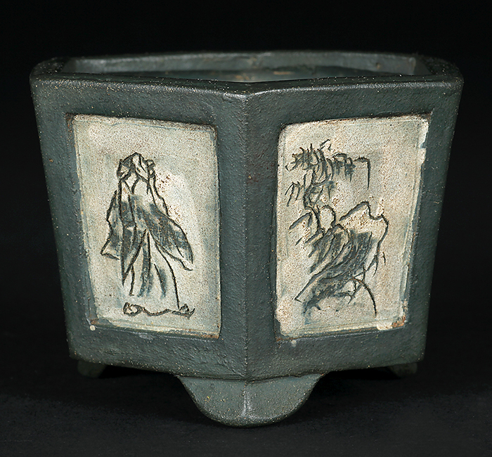 春松作茶山彫六角鉢 | 盆栽、盆栽書籍、盆栽鉢の通販│近代出版