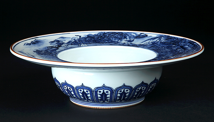 北村賀善染付山水図丸皿 | 盆栽、盆栽書籍、盆栽鉢の通販│近代出版