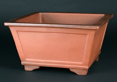 紫泥外縁額面正方鉢【陶青元制】