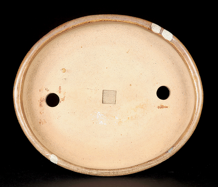 市川苔州　盆栽鉢　瑠璃楕円 市川苔州 盆栽鉢 瑠璃楕円