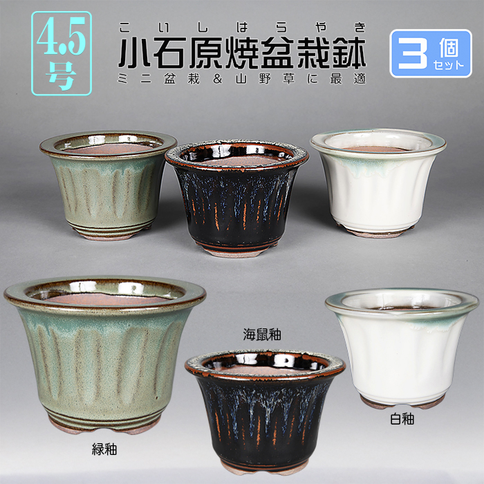 小石原焼色4.5号深外縁丸鉢3点セット
