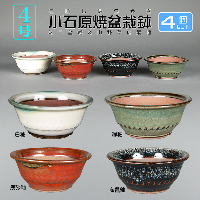 小石原焼4号胴縄丸鉢4点セット