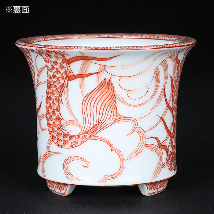 九谷晃雲色絵龍図長方鉢 盆栽鉢 鉢 植木鉢 小鉢 bonsaipot 作家