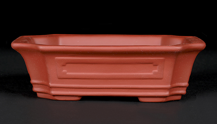 紫泥外縁隅切額面長方鉢 | 盆栽、盆栽書籍、盆栽鉢の通販│近代出版