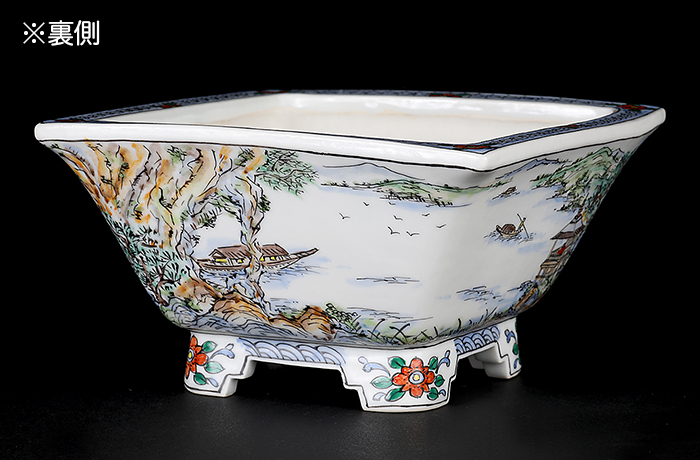 月之輪正泉五彩訪友図正方鉢 | 盆栽、盆栽書籍、盆栽鉢の通販