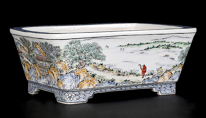 月之輪正泉五彩訪友図長方鉢 | 盆栽、盆栽書籍、盆栽鉢の通販