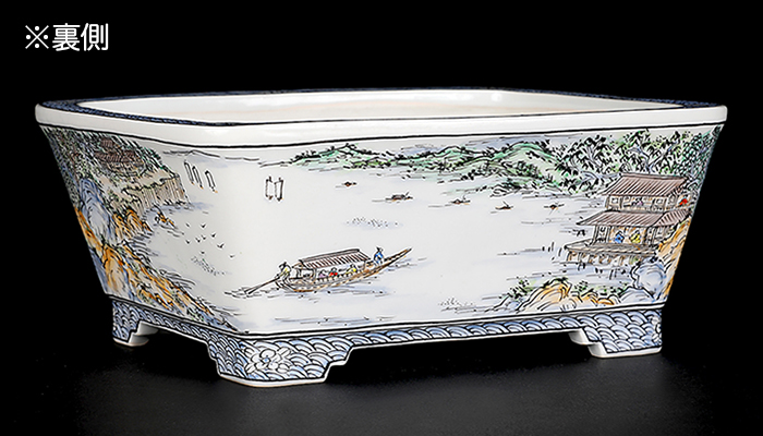 月之輪正泉五彩訪友図長方鉢 | 盆栽、盆栽書籍、盆栽鉢の通販