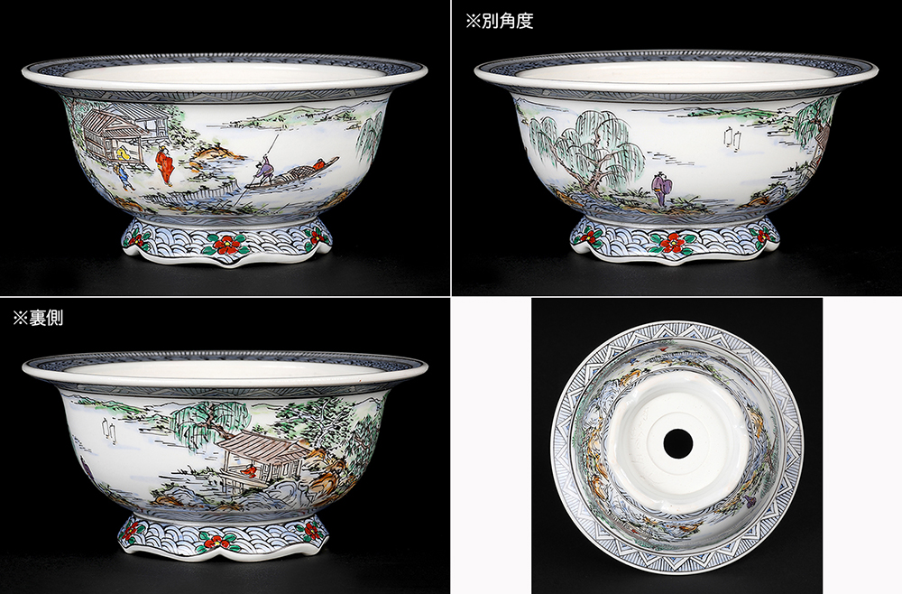 月之輪正泉五彩訪友図丸鉢 | 盆栽、盆栽書籍、盆栽鉢の通販