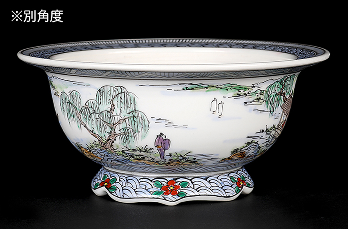 彩花　盆栽鉢　丸 産地直送 白鳥花 Mサイズ 鉢色 若草（受け皿セット）／山形