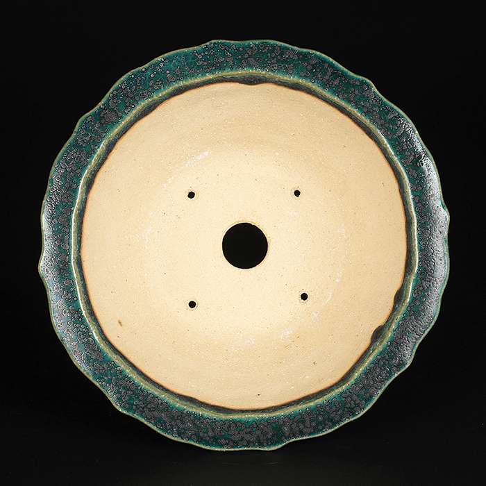 鴻陽織部釉古鏡型鉢丸鉢 | 盆栽、盆栽書籍、盆栽鉢の通販│近代出版