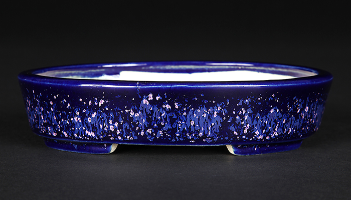 鴻陽瑠璃ピンク結晶釉楕円鉢 | 盆栽、盆栽書籍、盆栽鉢の通販