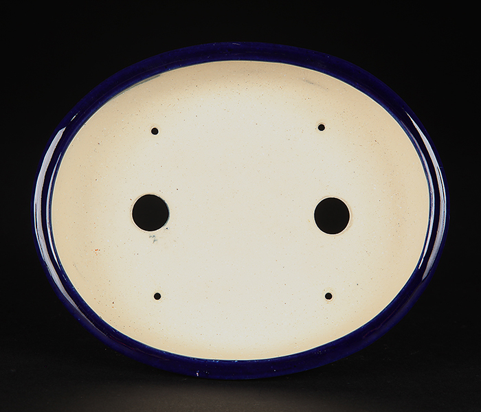 特大　桜陶　落款　緑釉　楕円　盆栽鉢 特大 桜陶 落款 緑釉 楕円 盆栽鉢 緑釉楕円鉢【バーゲン特別価格】