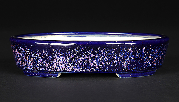 特大　桜陶　落款　緑釉　楕円　盆栽鉢 bonsaisaite_h110148