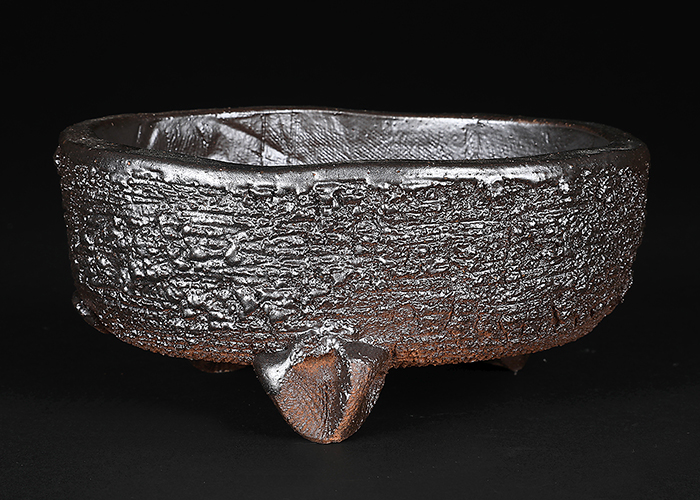 信楽焼黒釉楕円鉢 | 盆栽、盆栽書籍、盆栽鉢の通販│近代出版