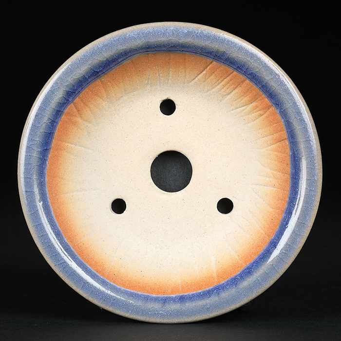盆栽鉢 小判エン付鉢 瀬戸焼 (8号(約24センチ), 均窯釉(水色