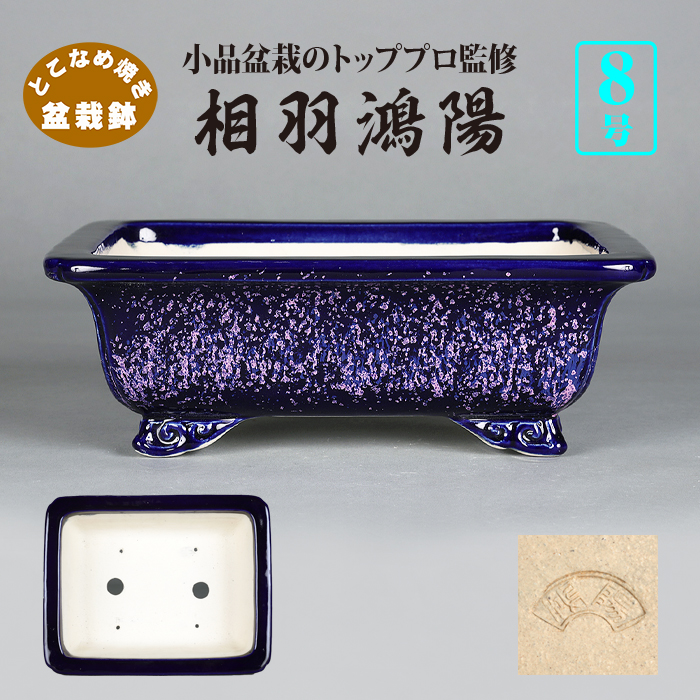 鴻陽瑠璃ピンク結晶釉外縁雲足長方鉢 | 盆栽、盆栽書籍、盆栽鉢の通販