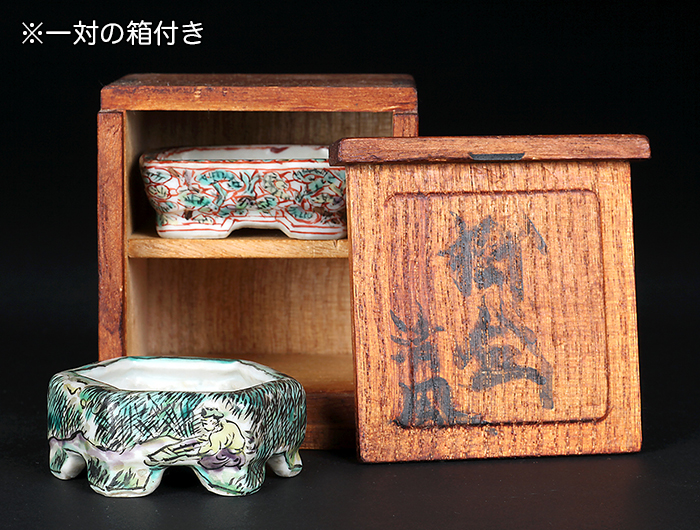 清風絵付長方・六角鉢二枚組 | 盆栽、盆栽書籍、盆栽鉢の通販│近代出版